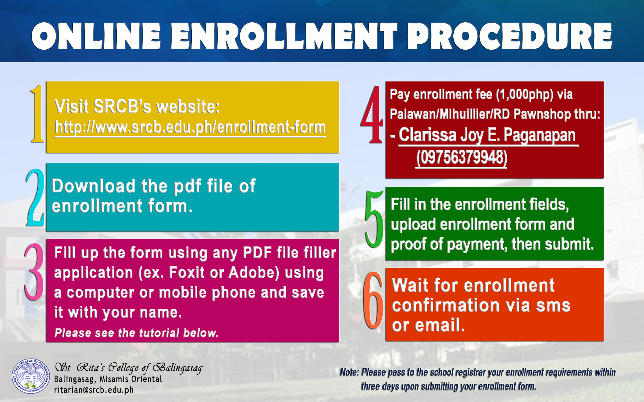 enroll procedure for website
